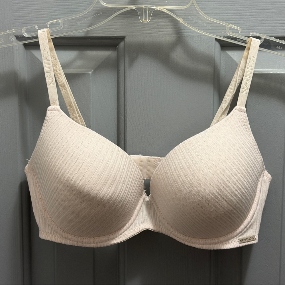 Nautica Intimates Ribbed Push-Up Contour Underwire Cream Bra Size 36C
